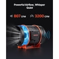 thumbnail image 4 of VEVOR Inline Duct Fan, 807 CFM 8 inch EC Motor Ventilation Fan with 3-Speed Circulation, 10-Speed PWM Controller, Timer-Controlled Operation, Cooling for Grow Tents, 4 of 9