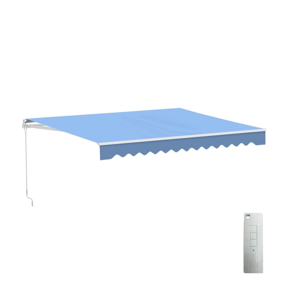 ALEKO Retractable Motorized Patio 12 x 10 feet Awning Sunshade Sky Blue