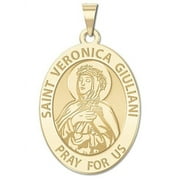 Saint Veronica Giuliani OVAL Religious Medal  - 3/4 inch x 1 inch -Solid 14K Yellow Gold