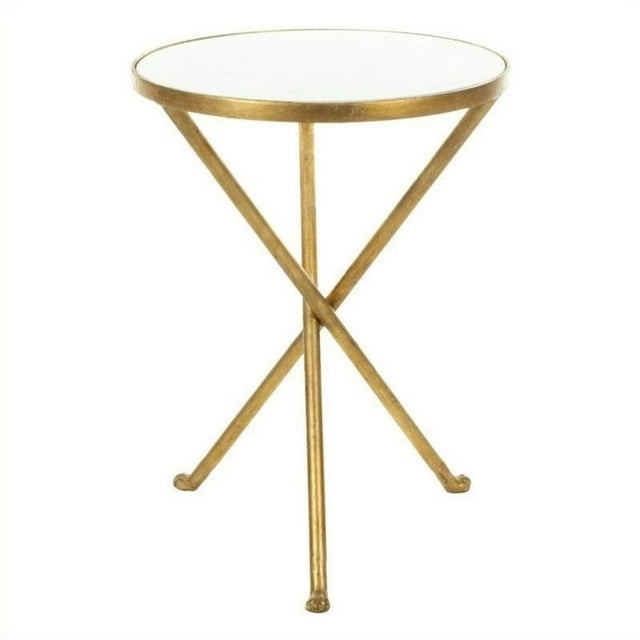 Maklaine Table d'Appoint en Marbre Blanc et Or