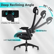CLATINA Ergonomic High Swivel Executive Chair with Adjustable Height Head 3D Arm Rest Lumbar Support and Upholstered Back for Home Office Black