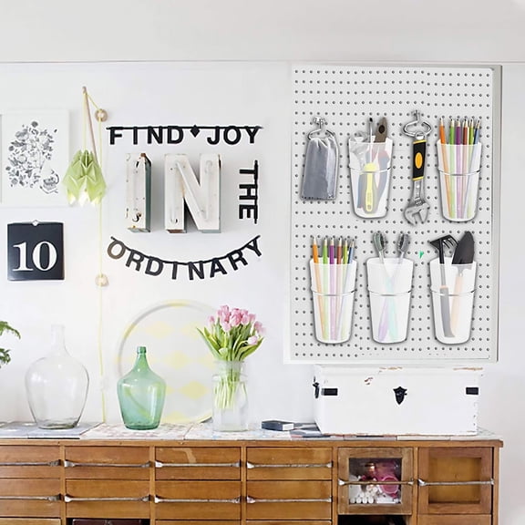 FONDOTIN 5 Sets Pegboard Accessories Kit for Comprehensive Organization in Workbench with Transparent Design