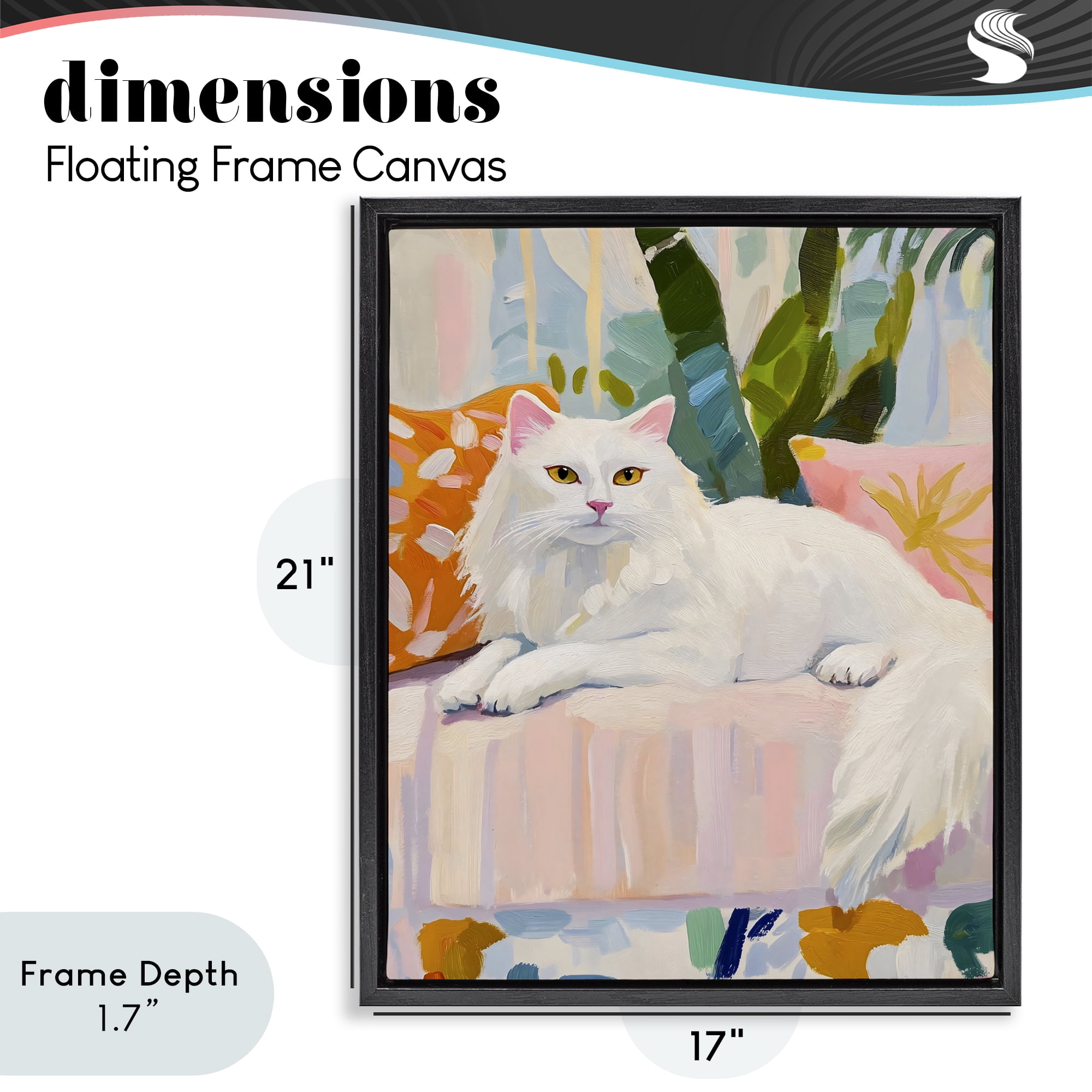 Stupell Industries Fancy Cat on Pastel Sofa Black Framed Floater Canvas Wall Art, design by The Prints Vibe