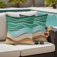 thumbnail image 4 of Green Beach Outdoor Waterproof Pillow Covers, Abstract Stripes Gradient Ocean Brown Sand Decorative Square Throw Pillowcase Sofa Cushion Sham for Patio/Couch/Chair, 20"x20" 2 Pack, 4 of 8