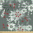 thumbnail image 2 of Ambesonne Floral Fabric by the Yard Upholstery, Blooming Spring Nature, 1 Yard, Pale Grey Vermilion Grey, 2 of 5