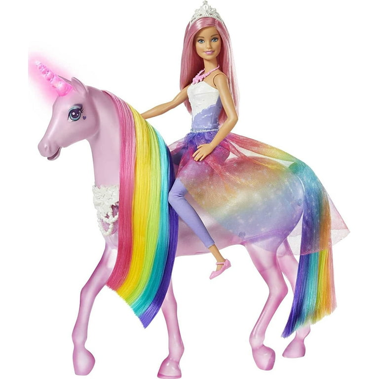 Barbie Dreamtopia Lights Unicorn Toy, Rainbow Mane, Princess