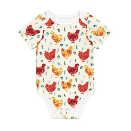 

Matuu Flower Chicken for Baby Short-Sleeve Bodysuit Soft Cotton Comfortable and Breathable Perfect for Newborns and Infants