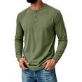 thumbnail image 3 of Resicozy Mens Henley Shirts Long Sleeve Casual T-Shirt Basic Lightweight Pullover Tees Army Green M, 3 of 7