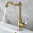 thumbnail image 4 of Vintage Brass Basin Faucet Sink Mixer for Kitchen Bathroom with Ceramic Handle, 4 of 5