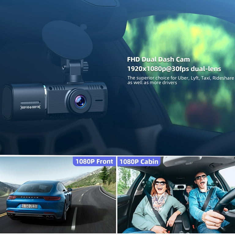 Dual Dash Cam with IR Night Vision, Toguard Dual Lens 1080p Front and Cabin