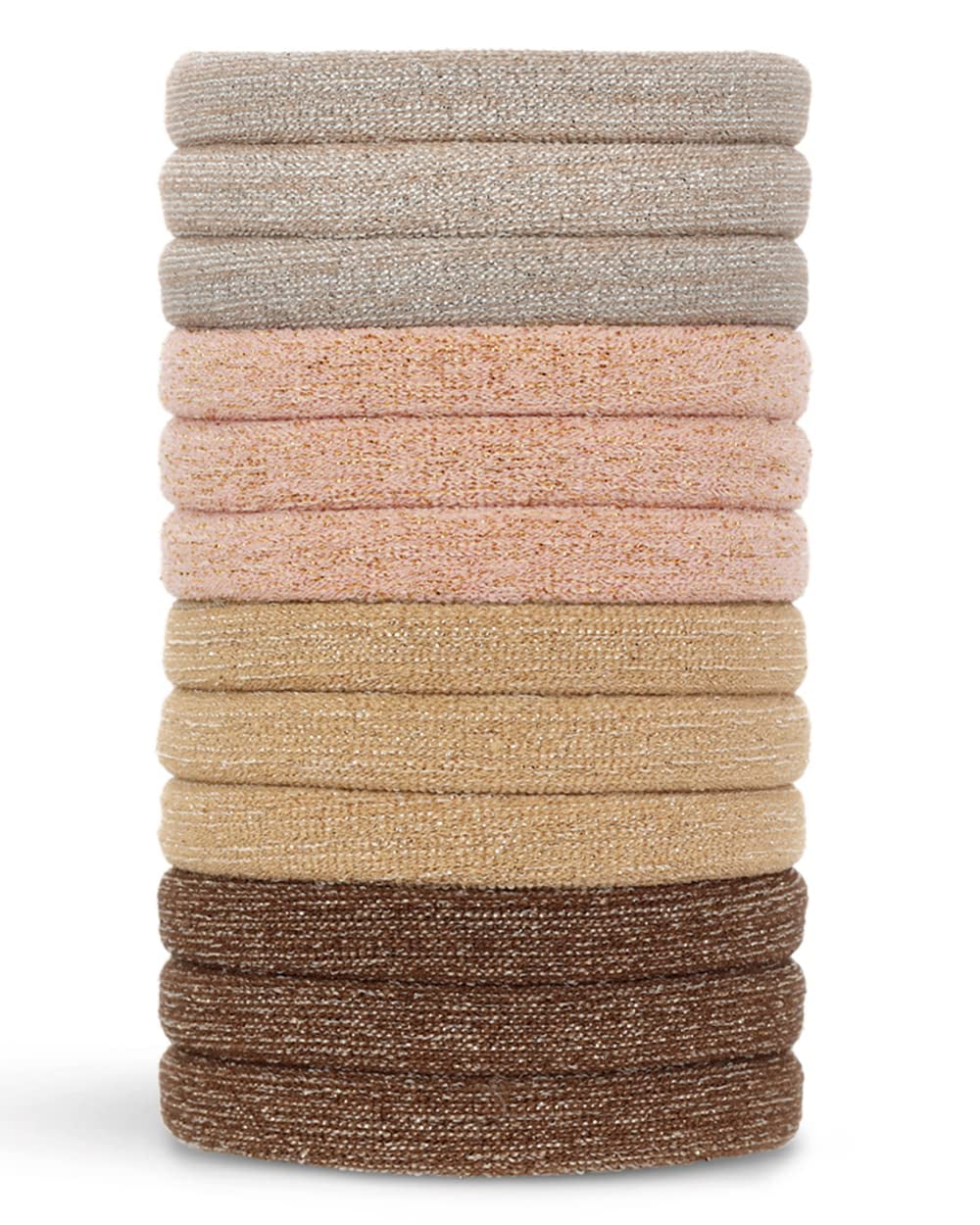 Kitsch Recycled Nylon Glitter Medium Elastics 12pc, Bungee Band Hair Tie Neutral