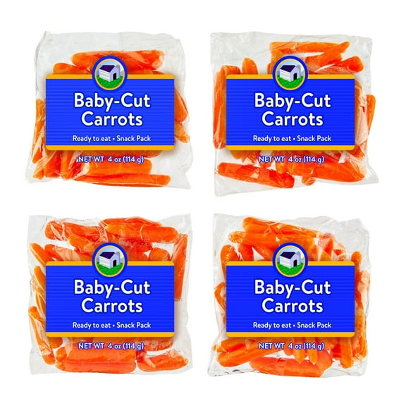 Fresh Baby-Cut Carrot Snack Pack, 4 Pack of 3 oz Bags, 12 oz