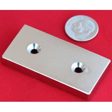 Neodymium Magnets 2 in x 1 in x 1/4 in Bar w/2 Countersunk Holes
