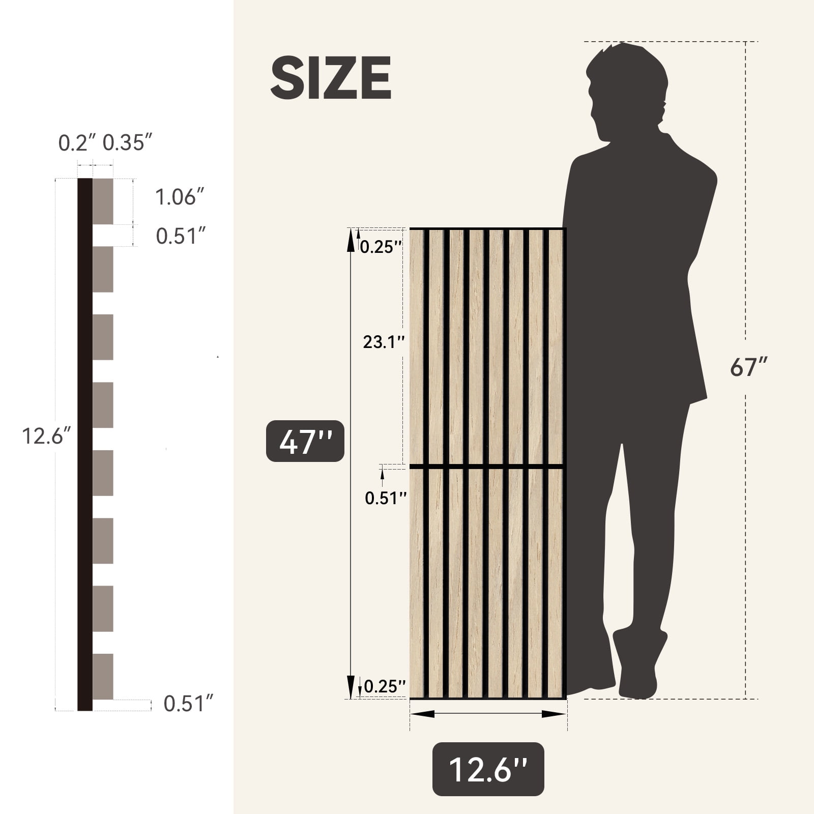 Upick Foldable Acoustic Wall Panels, 4 Pack 48" x 12.6" MDF Slat Wood Panels for Wall, Sound Absorbing Wall Panels for Interior Wall Ddecor, Oak