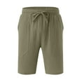 thumbnail image 4 of Pxkloy Mens Shorts Men Linen Shorts Elastic Waist Drawstring Lounge Shorts Mens Cotton Linen Shorts with Pockets Loose Fit Outdoor Summer Beach Shorts 2024 Army Green, 4 of 6