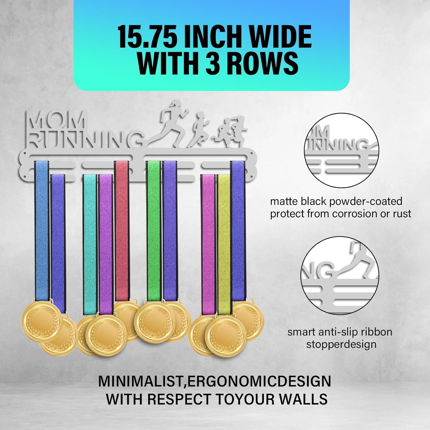 Running Medals Hanger Display Holder Rack Mom Wall Mount Hanger Decor Trophy Shelf Tiered Award Rack Award Ribbon Hanger
