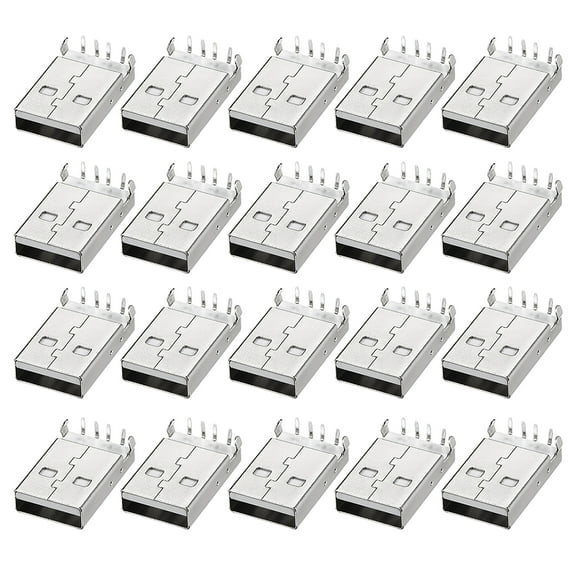 PCB USB Connector A Type 2.0 Male Jack 90 Degree Bend Foot 20 Pcs