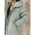 thumbnail image 4 of Women Long Quilted Coat Hooded Maxi Length Long Sleeve Puffer Jacket Padded Coat Winter Outerwear Green S, 4 of 6