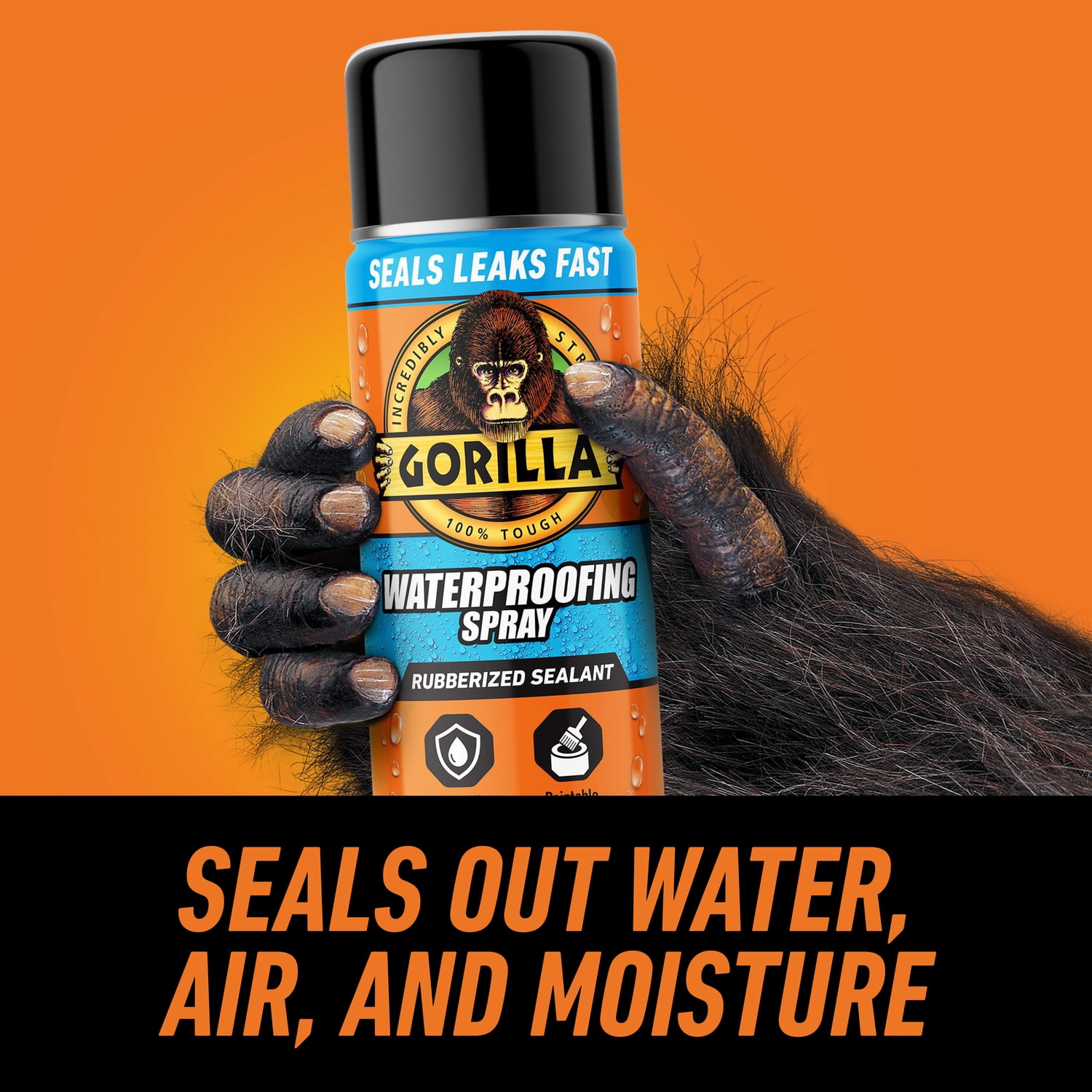 (3 pack) Gorilla Waterproof Patch & Seal Rubberized Sealant Spray, Black, 16 Ounce
