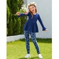 thumbnail image 3 of Arshiner Girls 2 Piece Clothing Set Floral Ruffle Hem Bell Sleeve Top and Leggings Fall Winter Outfits, 3 of 6