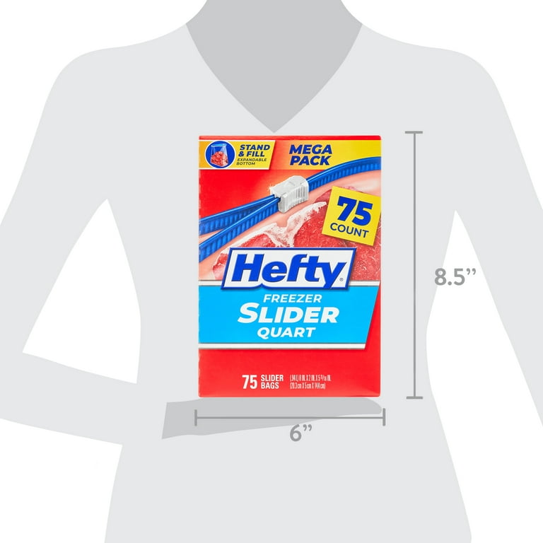 Hefty Slider Freezer Storage Bags, Gallon Size, 75 Count