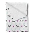 thumbnail image 2 of Eyelash Soft Flannel Fleece Throw Blanket, Winking Eyes and Pink Hearts Romantic Pattern Cartoon Childish, Cozy Plush for Indoor and Outdoor Use, 50" x 70", Fuchsia Pale Blue Black, by Ambesonne, 2 of 5