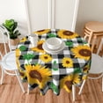 thumbnail image 6 of Round Tablecloth 60 Inch Sunflower Tablecloth Black and White Plaid Tablecloth Washable Table Cover Reused Farmhouse Tablecloth Home Parties Holiday Dinner Party Dining Room Decor, 6 of 6