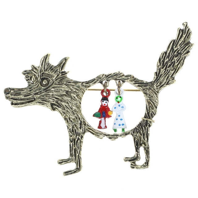 KAKOWELY Épingle Mode Rétro Loup Conte de Fées Broche Épingle Bijoux Petite Équitation Rouge Épingle à Capuche 2.76"X2.05"X0.39 Pouces
