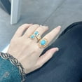 thumbnail image 3 of 5 Pieces Turquoise Stackable Finger Rings Set for Women Men Boho Chunky Stone Adjustable Western Heart Flower Oval Gemstone Knuckle Midi Ring Vintage Statement Bohemian Party Daily Friendship Jewelry, 3 of 6