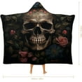 thumbnail image 2 of Hooded Blanket Skull and Rose Wearable Blanket Cape Halloween Blanket Soft Fleece Throw Blanket with Hood for Womens, 2 of 6
