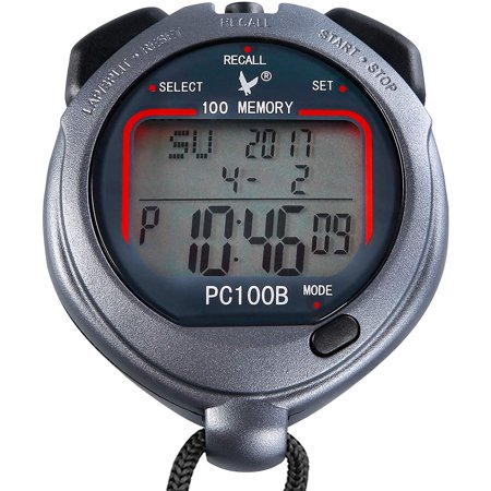 Row Timer Digital Stopwatch Timer Three Rows 100 Memories Handed Sport Stopwatch ...