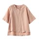 thumbnail image 4 of Vestidos Casuales Para Mujer, Blusas De Mujer De Moda Camiseta de verano para mujer, de lino, con abertura irregular, fina, holgada, de talla grande, con mangas tres cuartos y cuello en V, 4 of 4