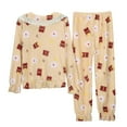 thumbnail image 3 of Christmas pajamas Women's Solid Color Teddy Bear Printed Flannel Warm Suit Winter Thick Warm Home Clothes, 3 of 8