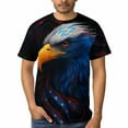 thumbnail image 3 of Men’s USA Flag Bald Eagle Graphic T-Shirt, All-Over Print Style, Stretch Polyester Spandex Tee, Short Sleeve Crewneck, S-4XL, 3 of 7