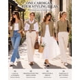 thumbnail image 5 of QUALFORT Women's 100% Cotton Lightweight Button-Front Cardigan Sweater, Crew Neck Long Sleeve Knit, Khaki L, 5 of 8