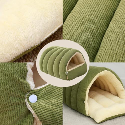 Removable and Washable Winter Closed-Off Cat Bed, 2025 Fluffier Cozy Monster Cat Bed for Indoor, 360° Nesting Design Warm Cave Style Pet Bed for Cats Small Dogs