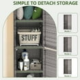 thumbnail image 4 of Uforic Brown Single-Door Storage Cabinet, 45×40×160cm, Black Iron Frame & PE Rattan, Adjustable Shelves, Anti-Tipping Kit, Adjustable Feet, 4 of 11