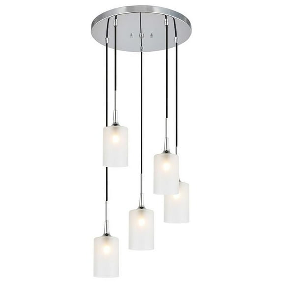 Woodbridge Lighting Chelsea 5-Light Opal Glass Cluster Pendant in Chrome