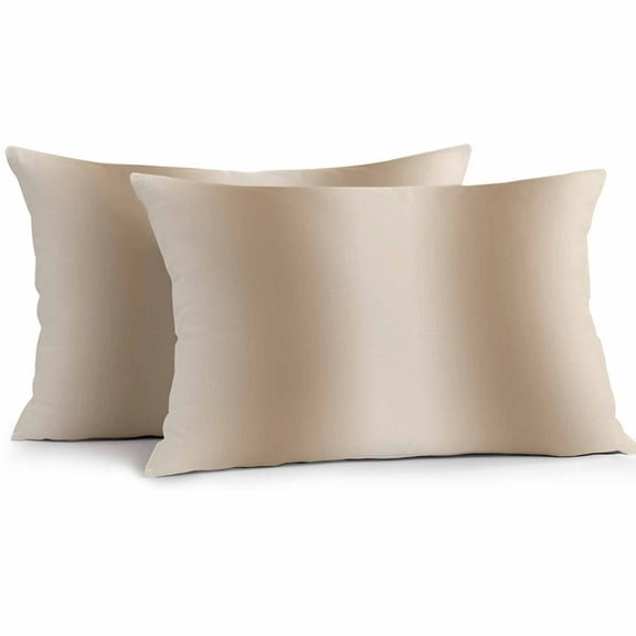 Beige Ombre Waterproof Outdoor Throw Pillow Covers 12''x20'' Pack 2, Pillow Cases Throw Cushion Cover with Zipper, Khaki Modern Art Farmhouse Washable Pillowcase for Poolside Sofa