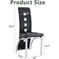 thumbnail image 4 of Modern Dining Chairs Set of 4, Black Dining Room Chairs Set of 4, Upholstered PU Leather Kitchen Chairs with Silver Metal Legs, High Backrest Armless Seating for Kitchen, Dining Room, 4 of 8