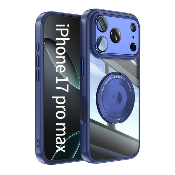 Decase Case for iPhone 17 Pro Max 2025,TPU PC,Built-in Rotatable Metal Kickstand,Clear Back Design Heavy Duty Drop Protection Shockproof Phone Case for iPhone 17 Pro Max,Blue