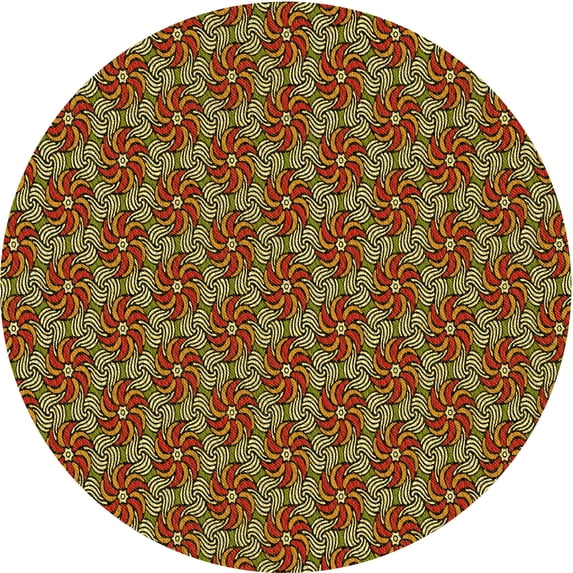 Ahgly Company Machine Washable Indoor Round Transitional Brown Area Rugs, 5' Round