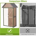 thumbnail image 5 of Aivituvin Outdoor Storage Shed with All Around Strong Metal Frame, Garden Tool Sheds Cabinet with Floor & Adjustable Shelves, Wooden Tool House for Backyard Garden Patio Lawn 67.1" H (Dark Brown), 5 of 8