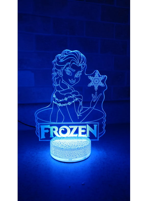Frozen Elsa 3D Night Light Multi Color Changing Illusion Lamp for Children Kids Girls Boys Disney Gift Christmas Birthday Best Gifts