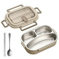 thumbnail image 1 of Stainless Steel Insulated Lunch Box Small 3 Compartments, Microwaveable Stainless Insulated Box 2025 Upgrade Microwaveable Stainless Box with Soup Bowl Spoon and Fork, 1 of 9