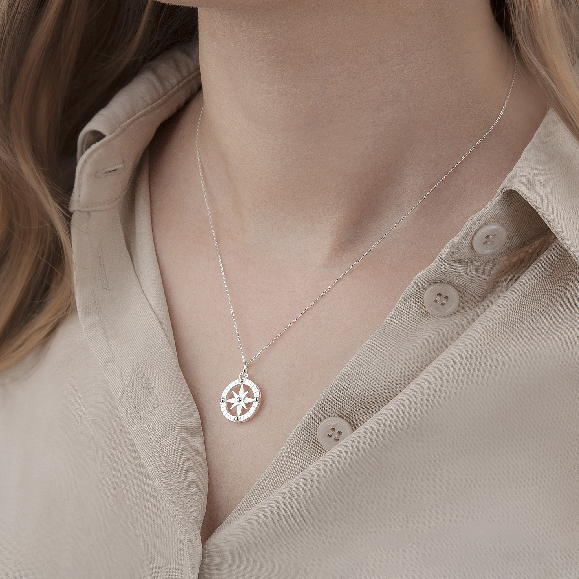 Anavia Girlfriend Compass Necklace Valentines Day Gift, 925 Sterling Silver Necklace with Love Card