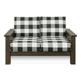 thumbnail image 2 of Furniture of America Mell Rustic Solid Wood Plaid Pattern Cushion Loveseat, Dark Walnut, 2 of 12