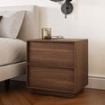 thumbnail image 7 of Treocho 2 Drawers Nightstand Set of 2, 18" Wood Finished w/Modern Concealed Handle, Walnut, 7 of 7