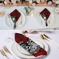 thumbnail image 2 of Red White Cloth Napkins, Abstract Black Chrysanthemum Flower Floral Washable and Reusable Dinner Napkins Set of 6, Table Napkin for Kitchen Party Birthday Wedding Hotel Housewarming 20"x20", 2 of 8