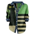 thumbnail image 4 of Bovemsi Oversized Tshirts for Women Comfort Denim Collar Front Patchwork Long Sleeve Button Detail Tops for Women Trendy XXL, 4 of 4